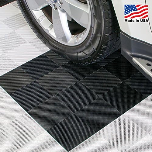 Perforated Interlocking Garage Flooring Tiles - 12" x 12" x 1/2" - 30 pk. (Black)