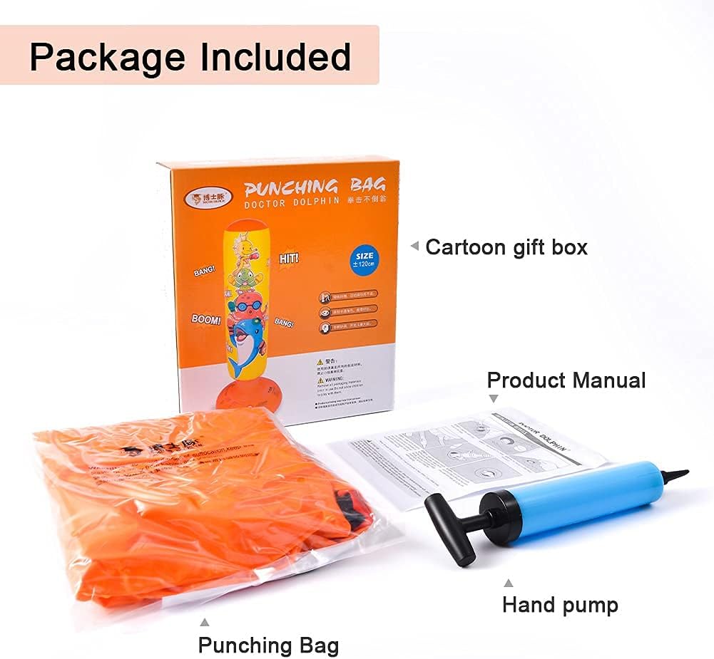 DJAM Inflatable Punching Bag for Kids, Free Standing Kids Boxing Bag to Exercise and Stress Relief in Children, Gifts for Girl 3-12 48 in : Sports & Outdoors