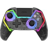 ASRVA Wireless Controller for PS5/PS5 Pro/PC, Hall Effect Joysticks &amp; Triggers (No Drift), 2 Back Buttons, RGB, Translucent Design, Dual-Mode, Compatible with iOS/Android