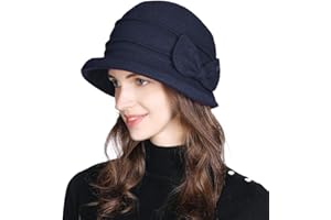 Comhats Winter Cloche Bucket Hat for Women Wool Elegant Dress 1920s Vintage Fedora
