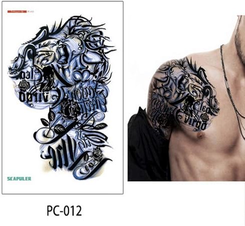 5pcs Grande Taille Tatouage Poitrine Corps Bras épaule Cool