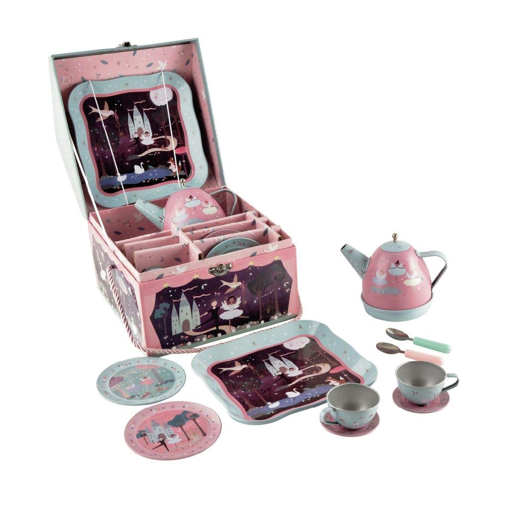 Floss & Rock Enchanted Musical Tin Tea Set in House Case