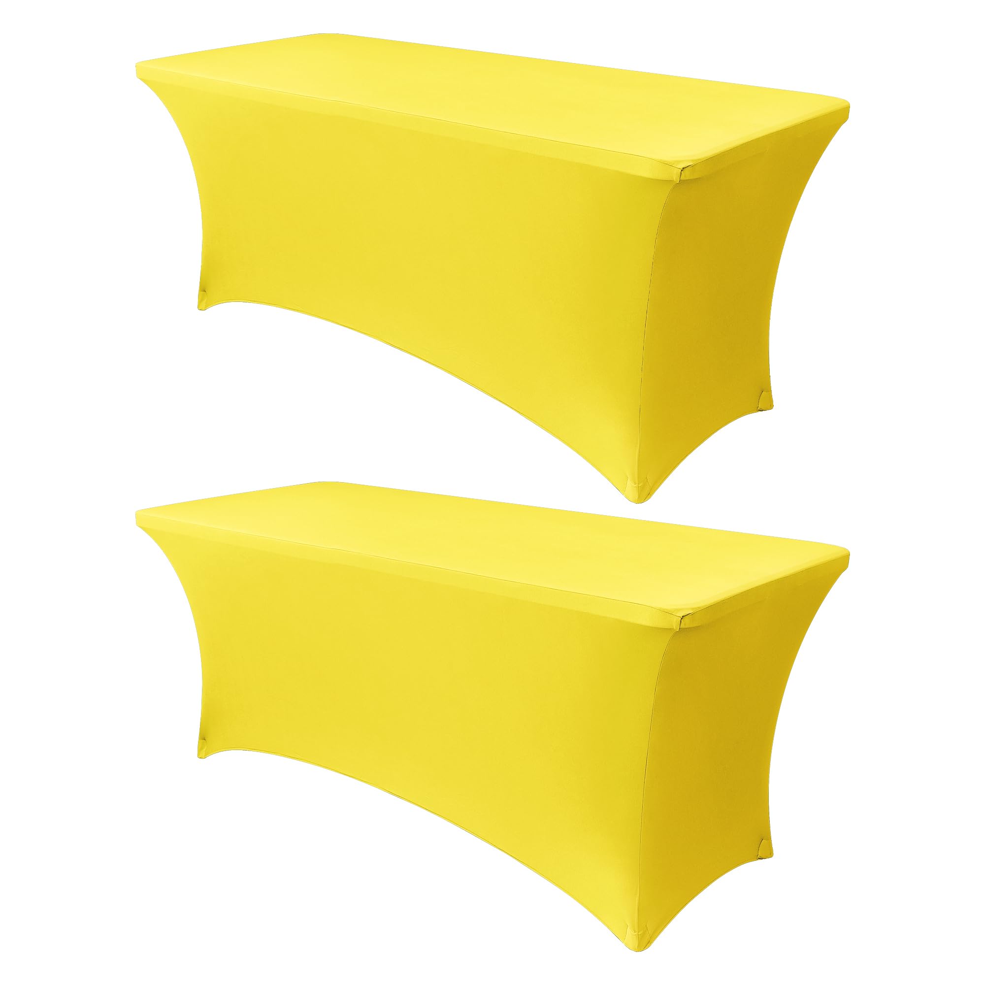 Obstal 8Ft Stretch Spandex Table Cover for Standard Folding Tables - 2 Pack Universal Rectangular Fitted Tablecloth for Party, Banquet, Events, Trade Show (Yellow, 96L x 30W x 30H Inches) Image Obstal 8Ft Stretch Spandex Table Cover for Standard Folding Tables - 2 Pack Universal Rectangular Fitted Tablecloth for Party, Banquet, Events, Trade Show (Yellow, 96L x 30W x 30H Inches) Image