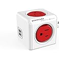 Allocacoc USB Wall Plug, PowerCube |Original|, 4 Outlets and 2 USB Ports, Cell Phone Charger, Power Adapter, Surge Protection, Compact for Travel, Home and Office, Space Saving, ETL Certified