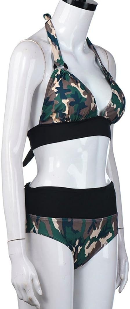 high waisted halter neck bikini set