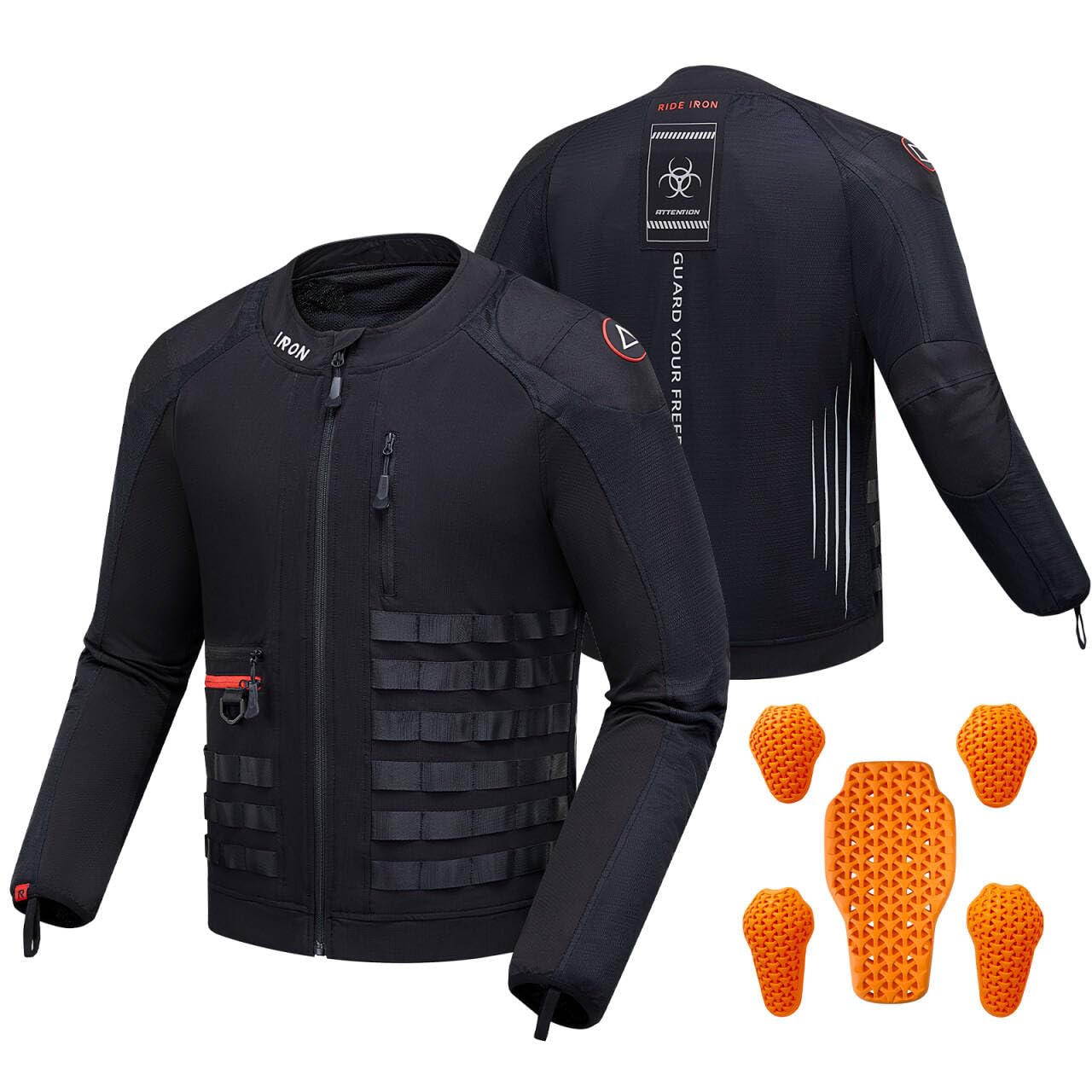 Photo 1 of IRON JIA'S Motorcycle Jacket with CE Armor, Tight-Fit Summer Mesh Breathable Motorcycle Shirt, Motorbike Riding Protective Gear Black XXL