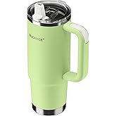 SILICANICE 30oz Insulated Tumbler with Handle, Leakproof Lid with Removable Spout and Straw, Double Wall Stainless Steel, Cup Holder Friendly, Travel/Gym/Office/Home - Key Lime