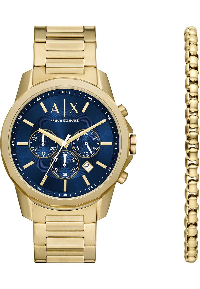 Armani Exchange Watch for Men, Chronograph Movement and 44mm Case Size with Stainless Steel, Leather or Silicone Strap