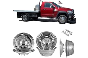 BOOGADEE 19.5 Inch Polished Stainless Steel Dually Wheel Simulators - Front & Rear Set of 4 - Bolt-On Covers for 2012-2025 Ram 4500 5500-10 Lug Hub Caps - Fits 2WD/4WD Models