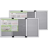 [FOR SMALL WINDOWS ONLY] FLYZZZ Adjustable Screen , 2 Packs 10" H x Fits 14" to 24" W | Stop &amp; Measure Before Buying | Perfect for Bathroom &amp; Basement Windows
