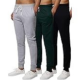 Real Essentials 3 Pack: Men's French Terry Fleece Active Casual Jogger Sweatpants with Pockets (Available in Big & Tall)
