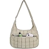 SongKedora Cute Puffy Crossbody Bag Medium Lightweight Quilted Hobo Shoulder Purse Carryall Soft Fluffy Handbag for Women