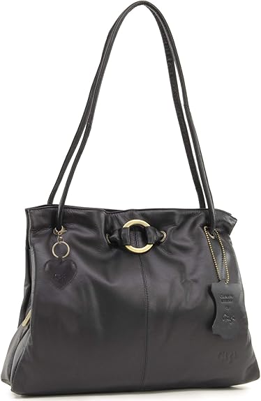 gigi black leather handbag