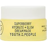 Youth To The People Superberry Dream Mask - Hyaluronic Acid + Vitamin C Face Moisturizer + Overnight Facial Mask, Hydrates + Plumps + Brightens Skin, Evens Skin Tone, For Dry + Dull Skin, Non-Greasy