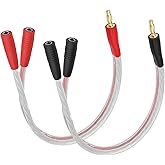XMSJSIY 4mm Banana Plug Male to Dual Female Splitter 1 to 2 Audio Extension Cable 14AWG HIFI Speaker Cable with 4mm Banana Plugs Gold-Plated Connector Speaker Wire for Stage & Studio Recording - 1Pair