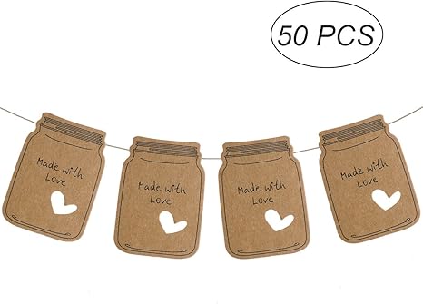 Amazon Com 50pcs Made With Love Hanging Wall Banner Craft Paper