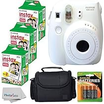 Fujifilm Instax Mini 8 Instant Film Camera (White) With Fujifilm Instax Mini 6 Pack Instant Film (60 Shots) + Compact Bag Case + Batteries Top Kit - International Version (No Warranty)