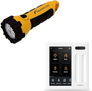 Toucan City LED Flashlight and Brilliant Smart Home Control (2-Switch Panel) for Amazon Alexa, Assistant, Apple HomeKit, Ring, Sonos and More BHA120US-WH2