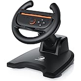 HONCAM Steering Wheel for Nintendo Switch/Switch 2, Racing Wheel Table Attachment with 4 Suction Cup for JoyCons, Enhanced Stability for Immersive Racing Games, Black