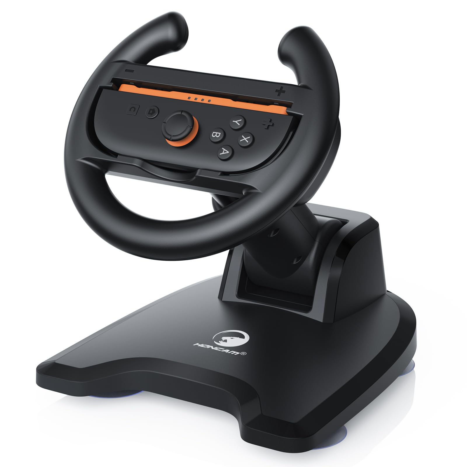 HONCAM Steering Wheel for Nintendo Switch/Switch 2, Racing Wheel Table Attachment with 4 Suction Cup for JoyCons, Enhanced Stability for Immersive Racing Games, Black