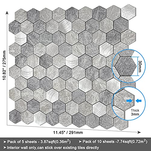 BeNice Hexagon Peel and Stick Backsplash Tiles for Kitchen,Tile