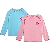 Real Love Toddler Girls Rash Guard - 2 Pack Quick Dry Sun Protection Girls Swim Shirt Long Sleeve Rash Guard Kids (2T-16)