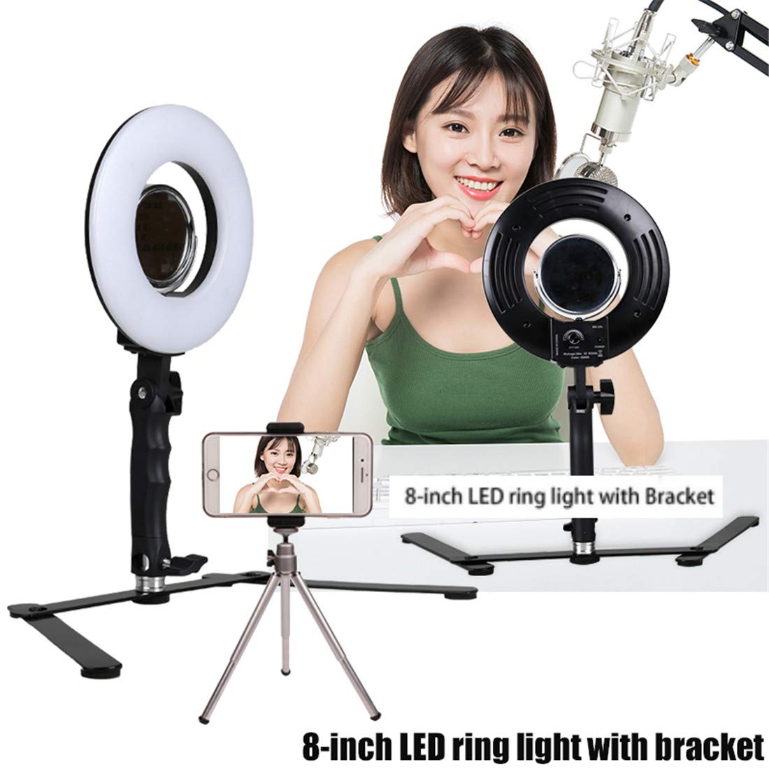 Gskaiwen B07g9cghvp マイクは含まれません ライブストリーム メイクアップledカメラ照明 携帯電話ホルダースタンド付き 5インチ自撮りリングライト 柔軟な長いアーム付き フラッシュストロボ 超新作