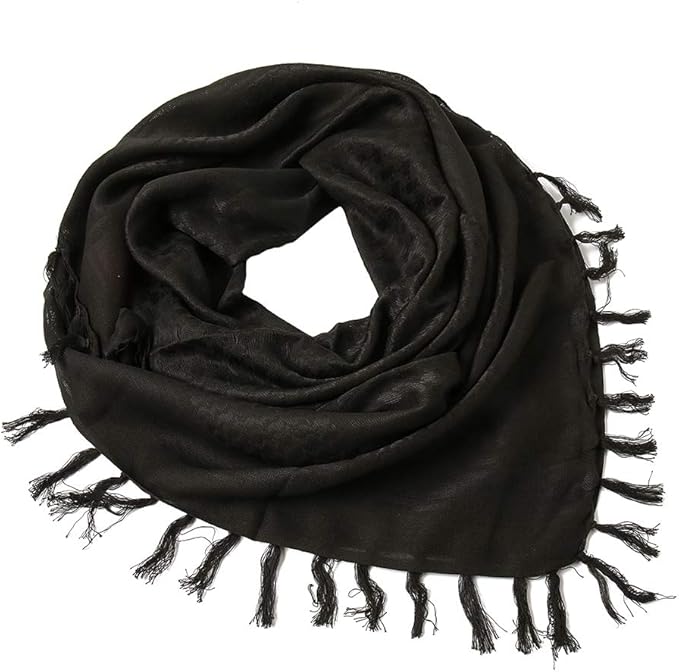 Yeieeo Cotton Shemagh Tactical Desert Scarf Wrap Middle Eastern Scarf for Men (Black) Amazon