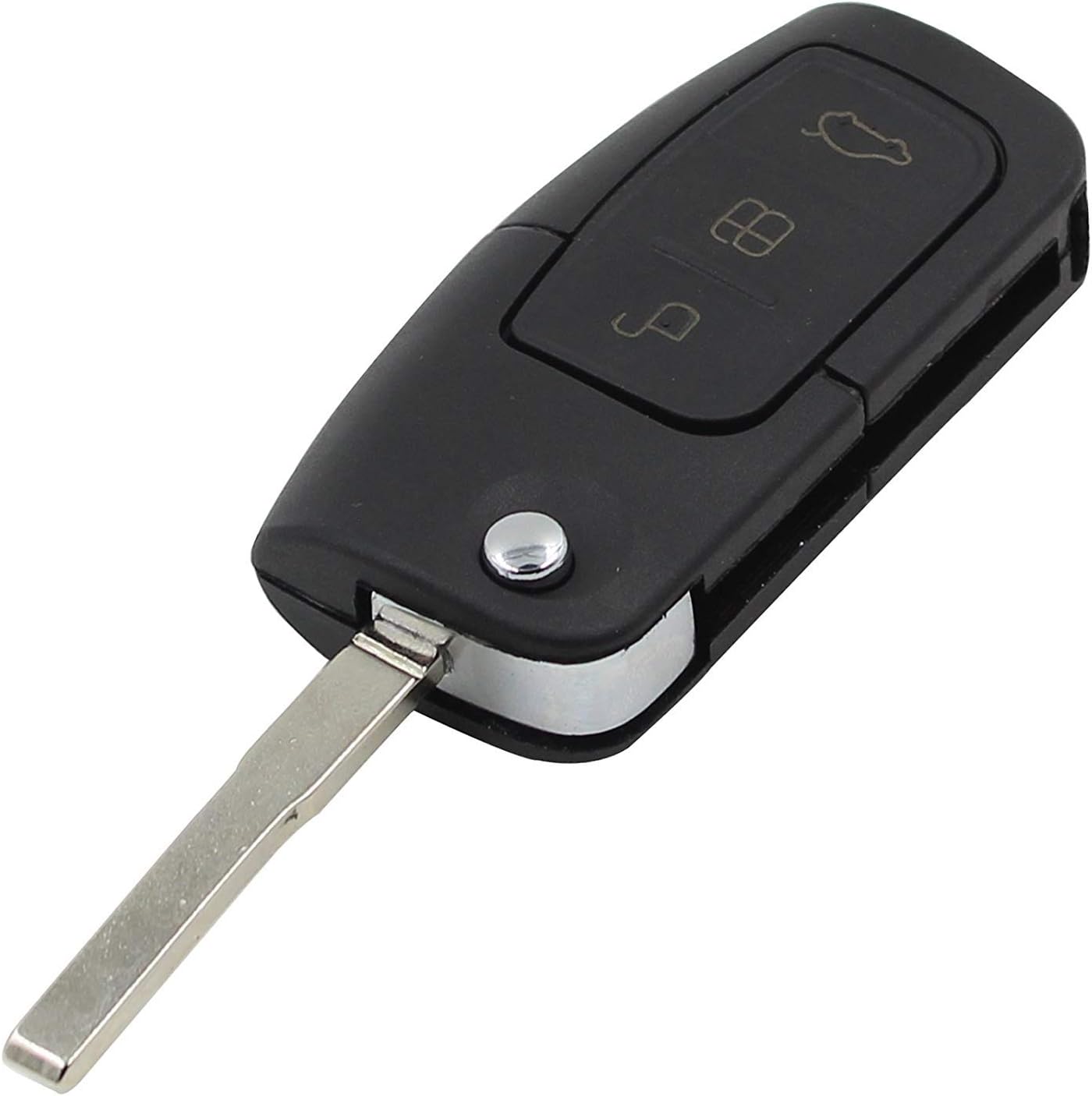 YY Club compatible with Ford Focus Fiesta C Max Ka 3 Button Flip Remote key Fob Case Blank Flat Blade Key
