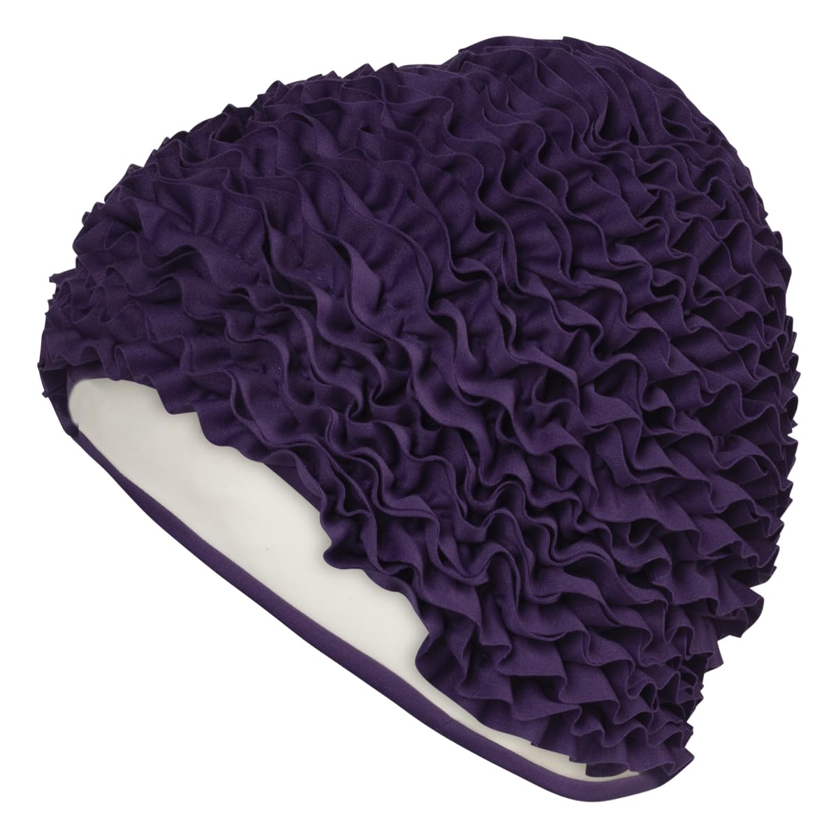 Fashy Ladies Purple Ruffle Swimming Cap with Foil Inner Cap and Seal