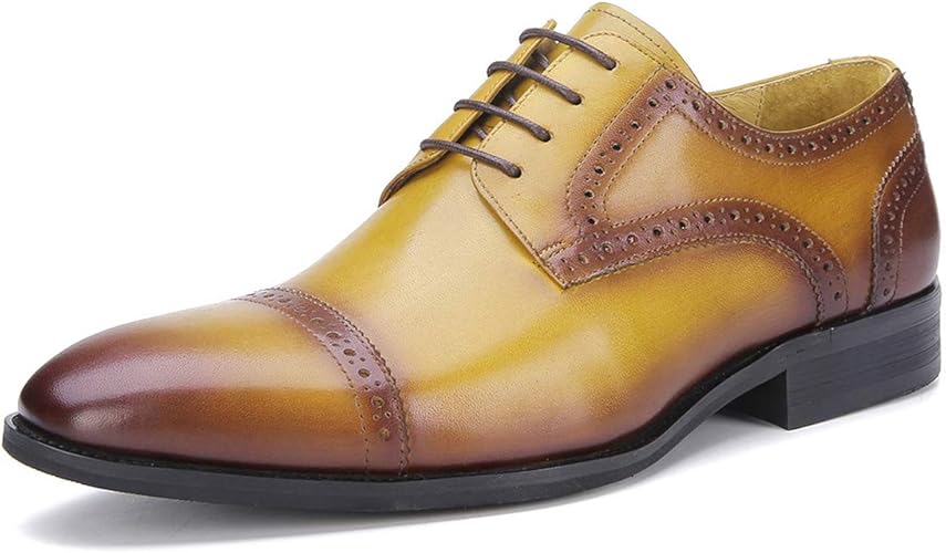Amazon One Max ビジネスシューズ メンズ 牛革 ストレートチップ 外羽根 革靴 ウォーキング カジュアル レースアップシューズ 高級靴 通勤 通学 結婚式 ビジネスシューズ