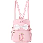 UIXIZQ Personalized Toddler Backpack for Girls 3–10, Cute Mini Bowknot Mouse-Ear Toddler Bookbag Crossbody Purse, Small Daypack Wallet Set, Initial Birthday Gift, Trendy Little Kids/Teen Bag(Pink,D)