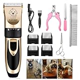 Pet Dog Grooming Clippers - Rechargeable Low Noise Cordless Pet Clippers, Profes