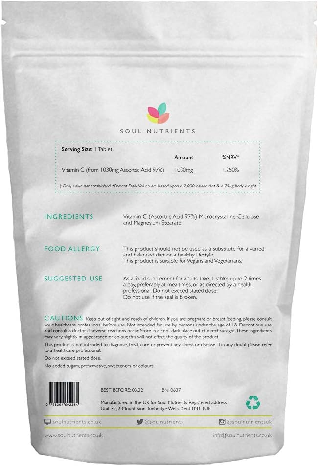 Vitamin C Tablets 1000mg, 1 count (Pack of 60) - Image 3