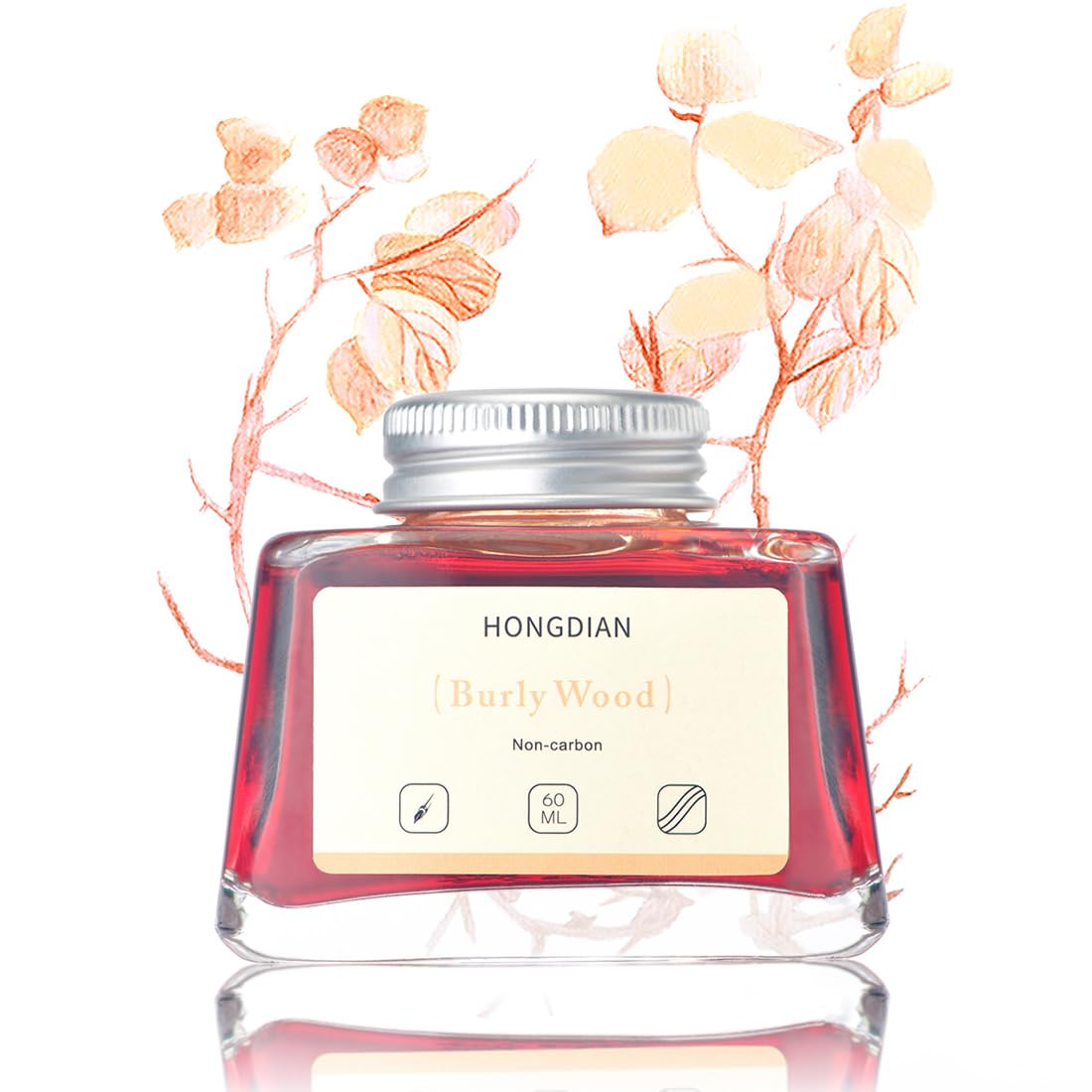 Hongdian Fountain Pen Bottled Ink Burly Wood Color, 60ml Non Carbon Inkwell Bottle, Artist Calligraphy Ink