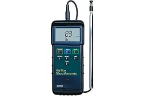 Extech 407123 Heavy Duty Hot Wire Anemometer – Air Velocity, Airflow, and Temperature Meter with Telescoping Probe and Data H