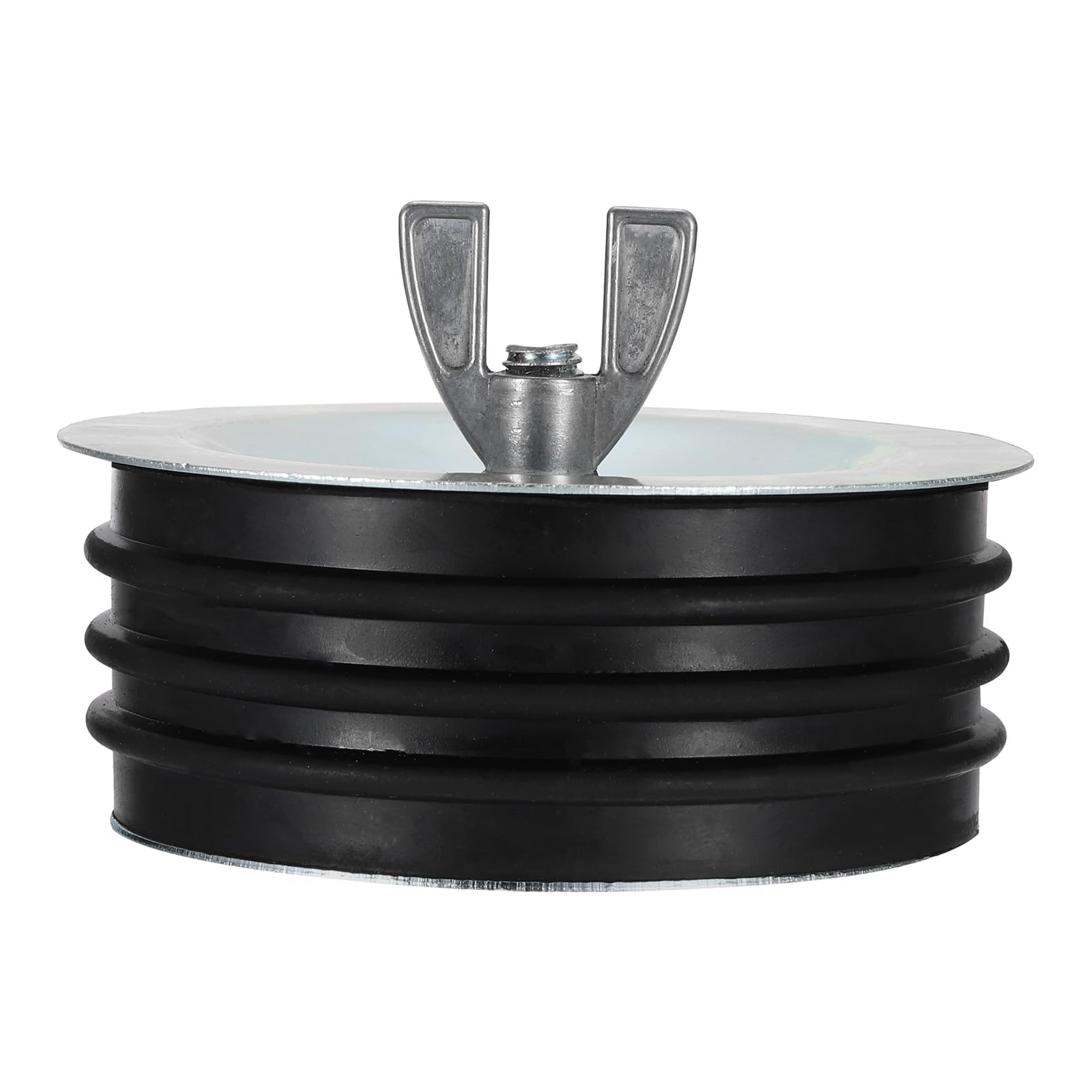 Photo 1 of Patikil 4 Inch Sewer Cleanout Cap, Steel Mechanical Test Plug Expansion Pipe Cover, Durable Fit for Most Pipes Sink Pools, Black