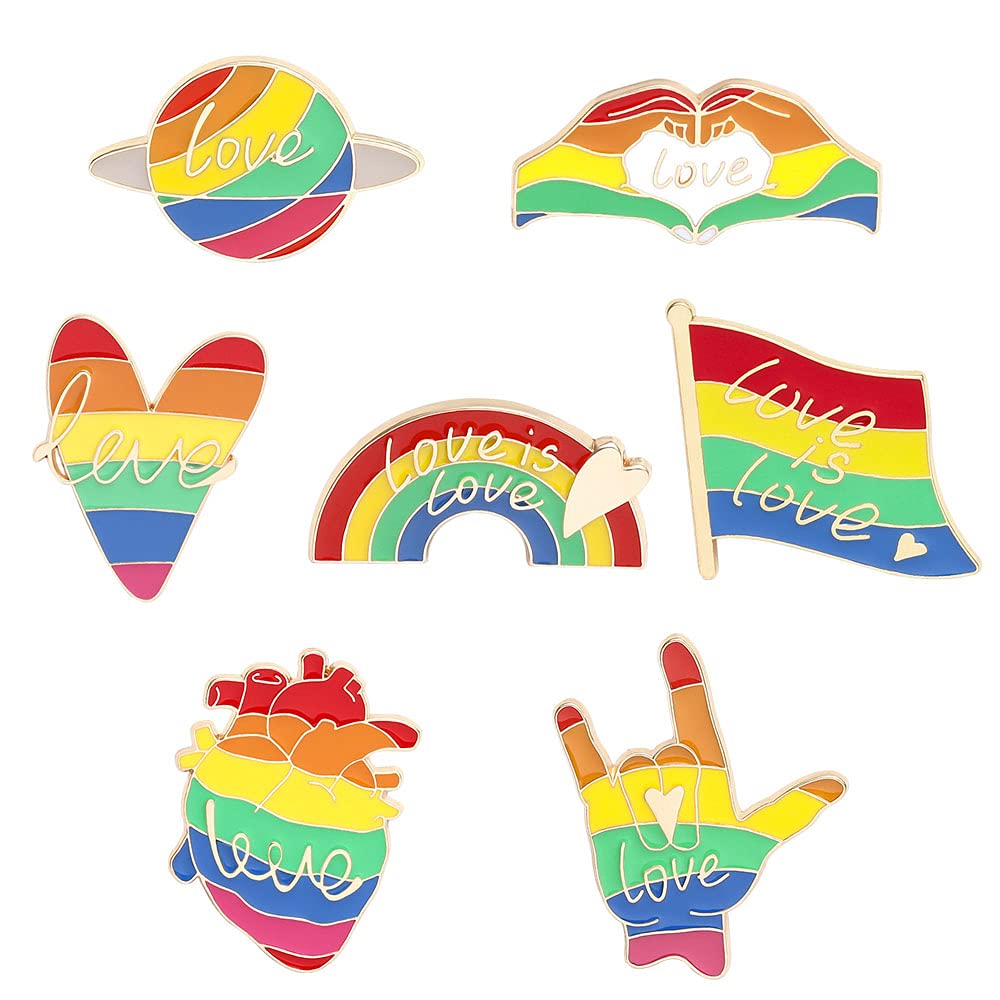 7 Pcs Rainbow Broochs,Lesbian Pins,Badge Pride Lapel Pins,Rainbow Gay Pins,Bags Rainbow Pins,Rainbow Lgbt Pins,Suitable For Sweaters,Scarves,Bandanas,Dresses,Suits,Bags,Backpacks