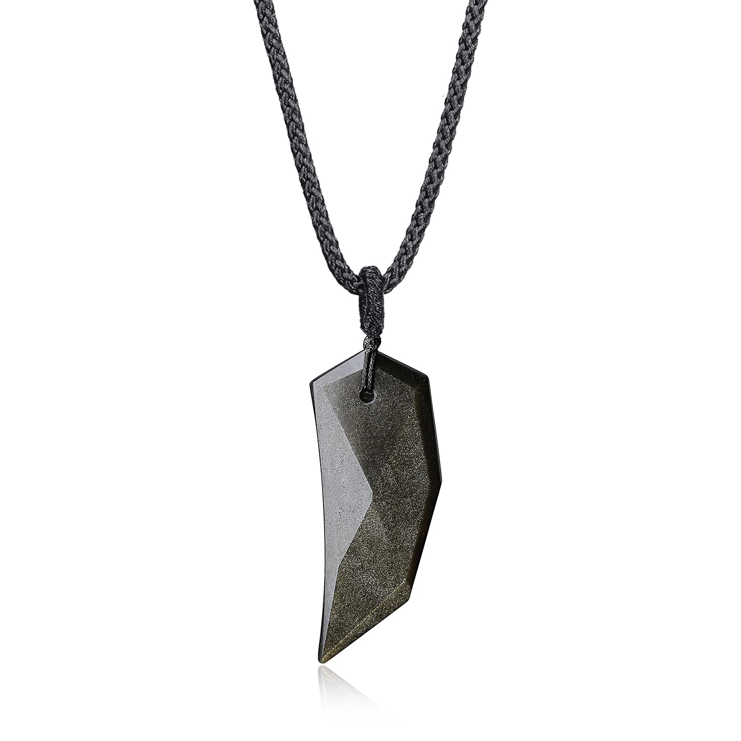 COAI Spike Wolf Tooth Golden Obsidian Amulet Pendant Necklace — image 1