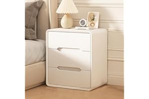 Modern Microfiber Leather Wrapped Nightstand with 3 Solid Wood Drawers Silent Slide Bedside Table End Table for Room Dorm Lig