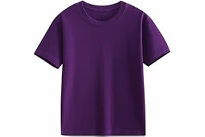 Kids Short Sleeve Athletic Shirts Quick-Dry Solid Basic Casual Tee Tops for Girls Boys Cotton Pullover Sweatshirt