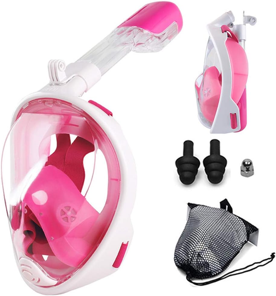youbeautify Leucothea Full Face Snorkel Mask 180¡ãSeaview GoPro Compatible Mask Easy Breathing Anti-Fog Anti-Leak Panoramic View Snorkeling Mask with Adjustable Head Straps for Adults or Kids