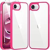 FNTCASE for iPhone 16e Case Clear: Phone 17e Phone Cases Compatible with Magsafe Slim Anti Yellowing Military Grade Drop Protection Shockproof Protective Transparent Cell Phone Cover (D-Hot Pink)