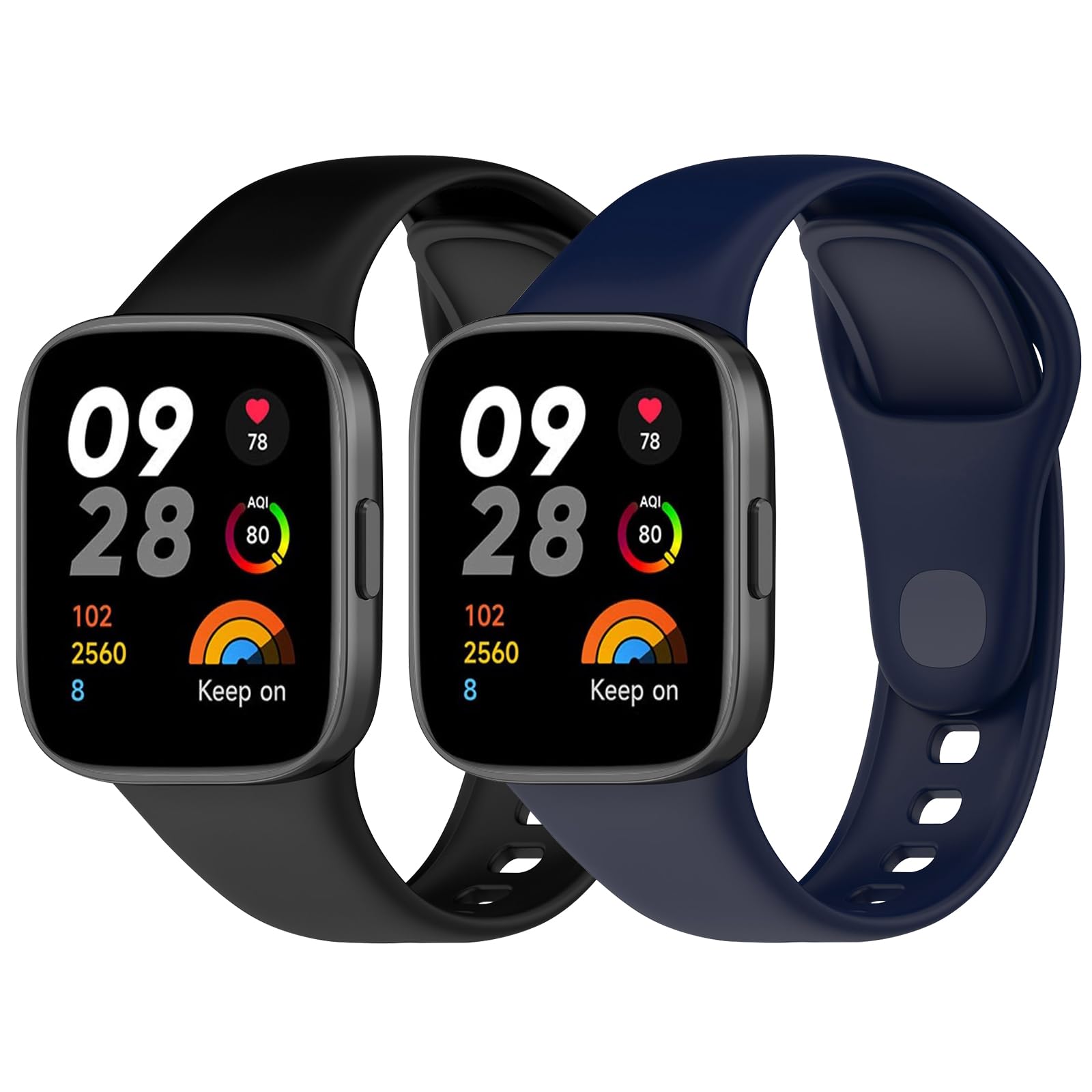 CHULN 2 PCS Sports Straps Redmi Watch 3, Soft and Breathable Silicone Strap Compatible with Xiaomi Redmi Watch 3 straps Replacement Band
