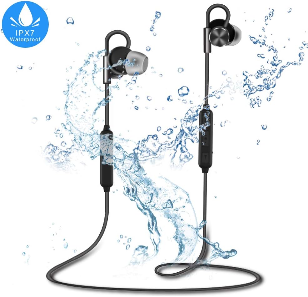 ALWUP Wireless Headphones, IPX7 Waterproof Bluetooth 4.1 Headphones, Noise Cancelling Sports Earphones