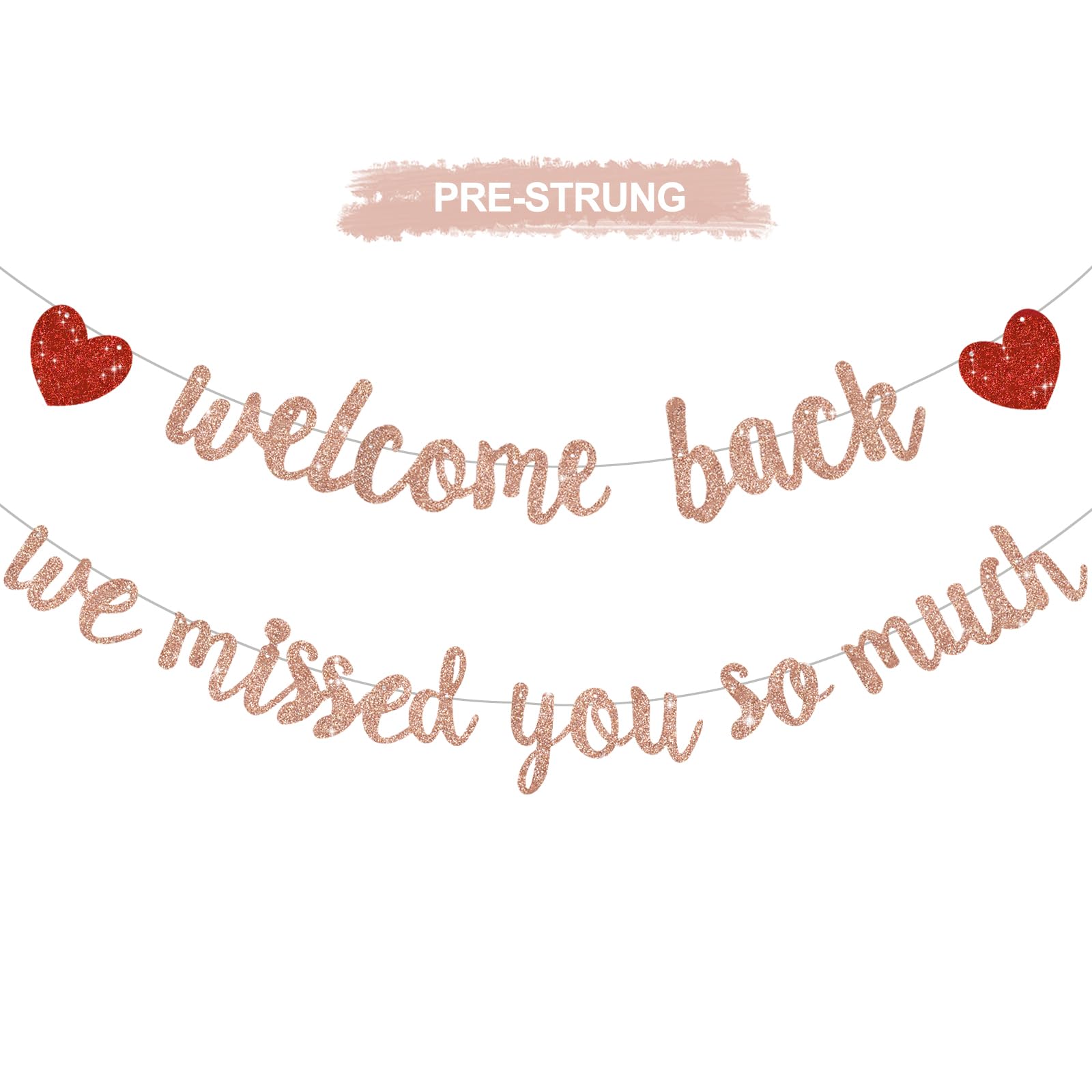 Photo 1 of RICHHHA Rose Gold Welcome Back We Missed You So Much Banner,NO DIY,for Welcome Home Celebration Decorations Family Gathering,Back to School Events Military Homecoming Decoration