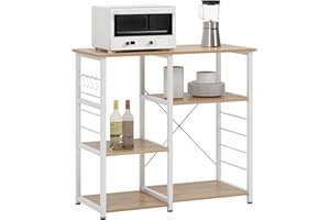 SDHYL Coffee Bar, 35 inch Bakers Rack Microwave Stand with 4 Storage Shelves, Kitchen Shelves Organizers Bakers Racks with Storage, Microwave Table Coffee Station Table for Home Kitchen Bathroom