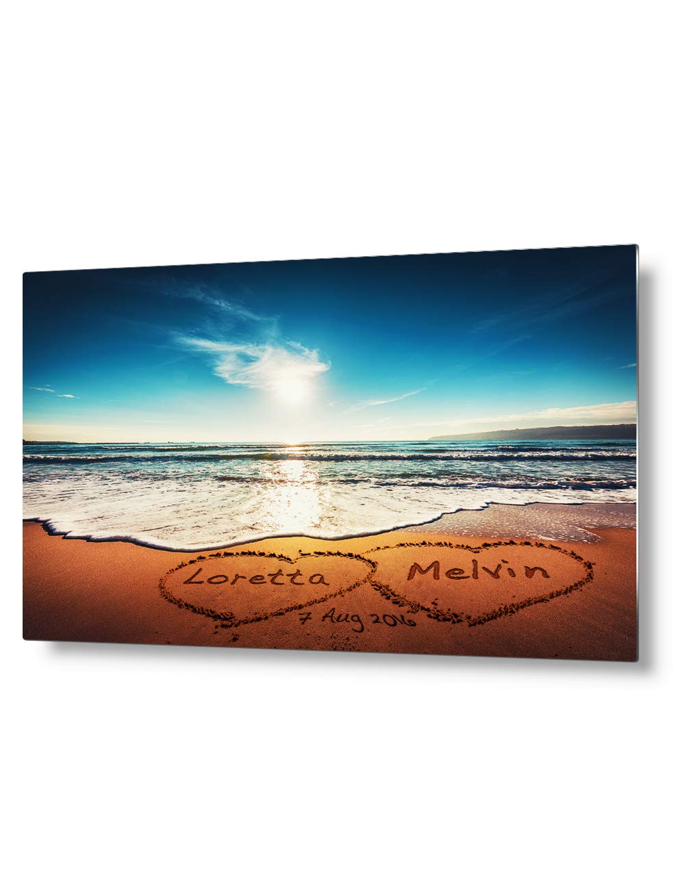 IPIC - "Heart in Heart, Personalized Metal Transprinting Artwork with Names and Date on, Perfect Love Gift for Anniversary,Wedding,Birthday and Holidays. 12x08