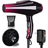 Mannice Hair Dryer, 3500 Watt Professional Salon Ionic Blow Dryer with AC Motor, 3 Heat Settings, 2 Speeds, Cool Shot Button, Tourmaline Ceramic, Concentrator & Diffuser Attachments, Purple, 110V