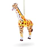 Glittered Giraffe Safari Blown Glass Christmas Ornament